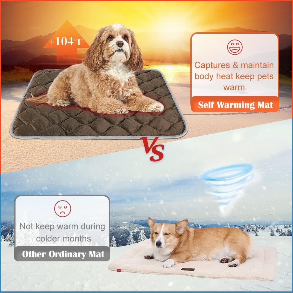 Self-Warming Cat Bed and Dog Crate Pad - Thermal Pet Heating Mat