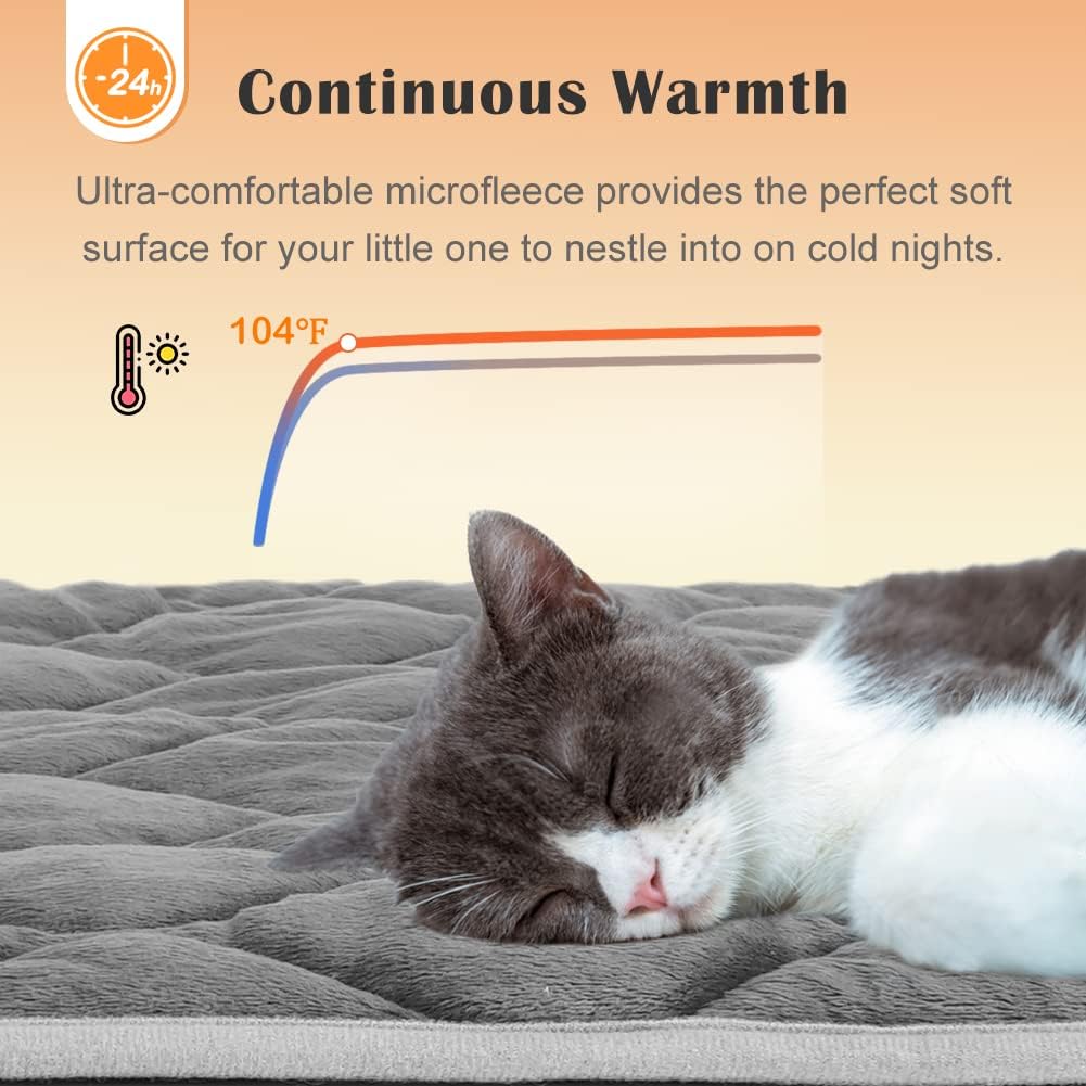 Self-Warming Cat Bed and Dog Crate Pad - Thermal Pet Heating Mat