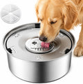 Dog Water Bowl No Spill, 3L/101Oz Stainless Steel Slow Feeder Dog Bowl with Floating Disk, Spill Proof Dog Water Bowl Dispenser for Messy Drinkers, anti Splash Large Dog Bowl with Filter